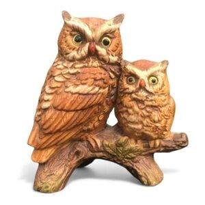 Vintage Napcoware Owls on a Branch - Porcelain
